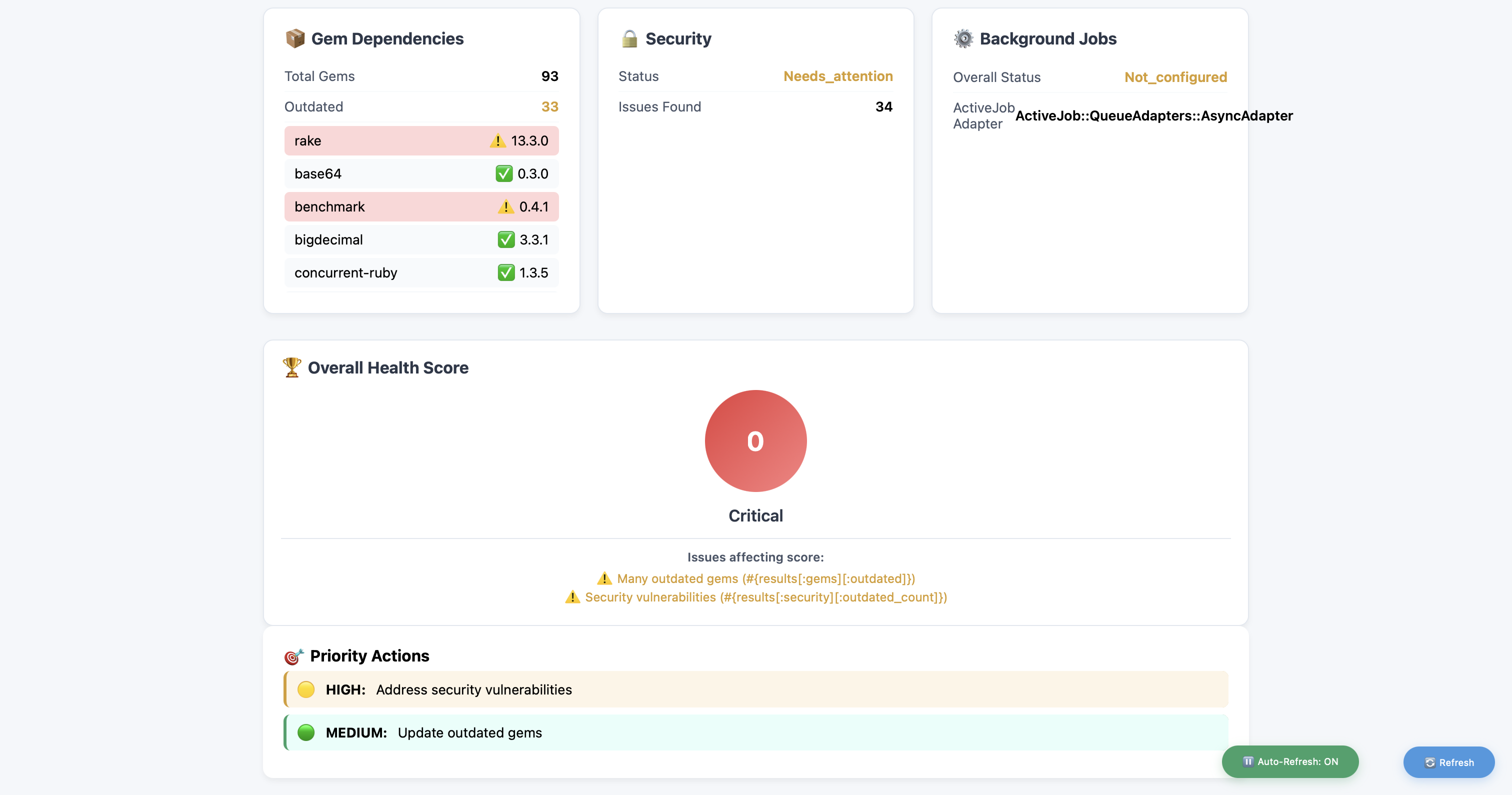 Rails Health Dashboard Screenshot 2
